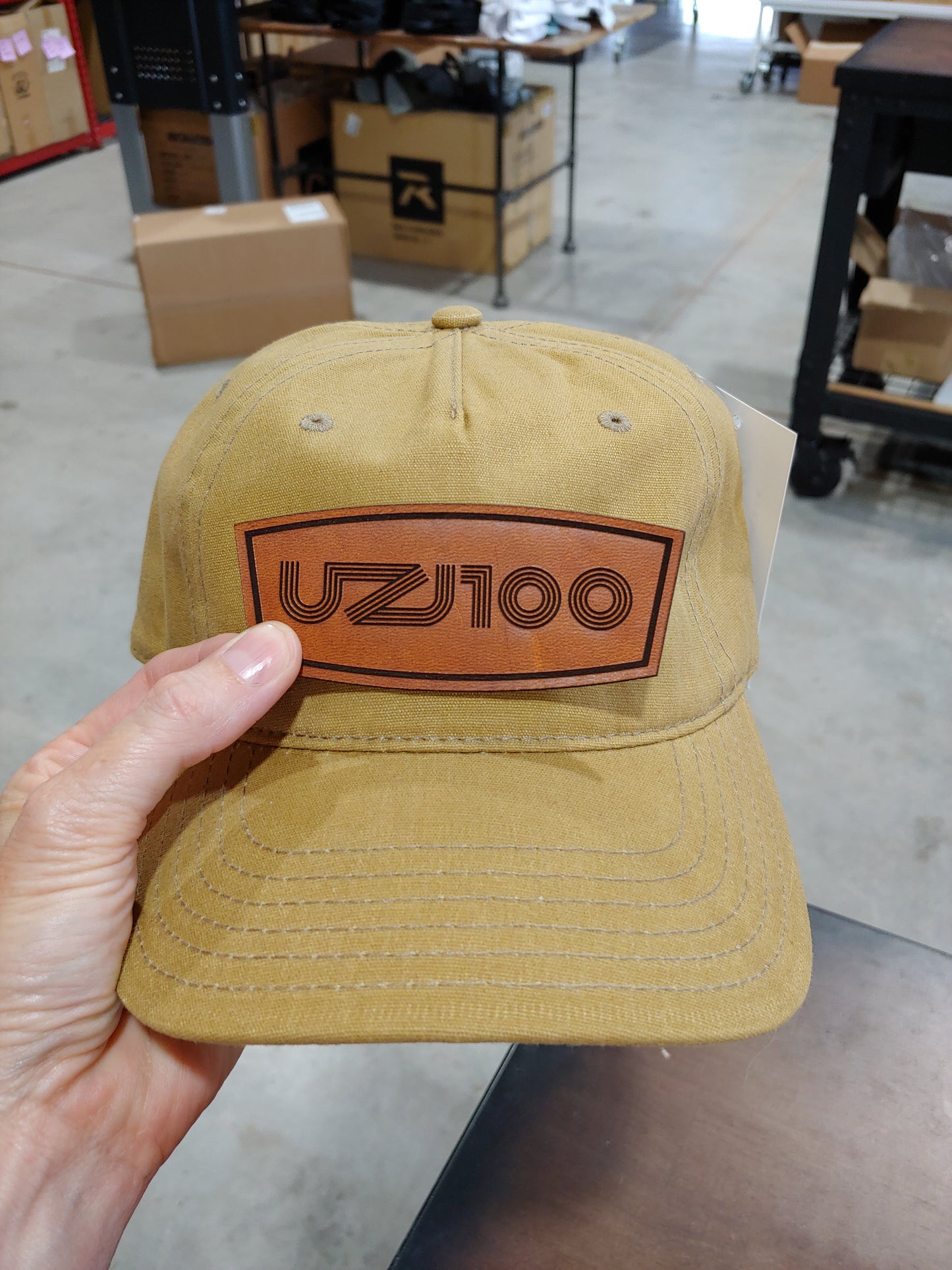 UZJ100 - Tan Dad Hat with brown patch - Merch-Mkt